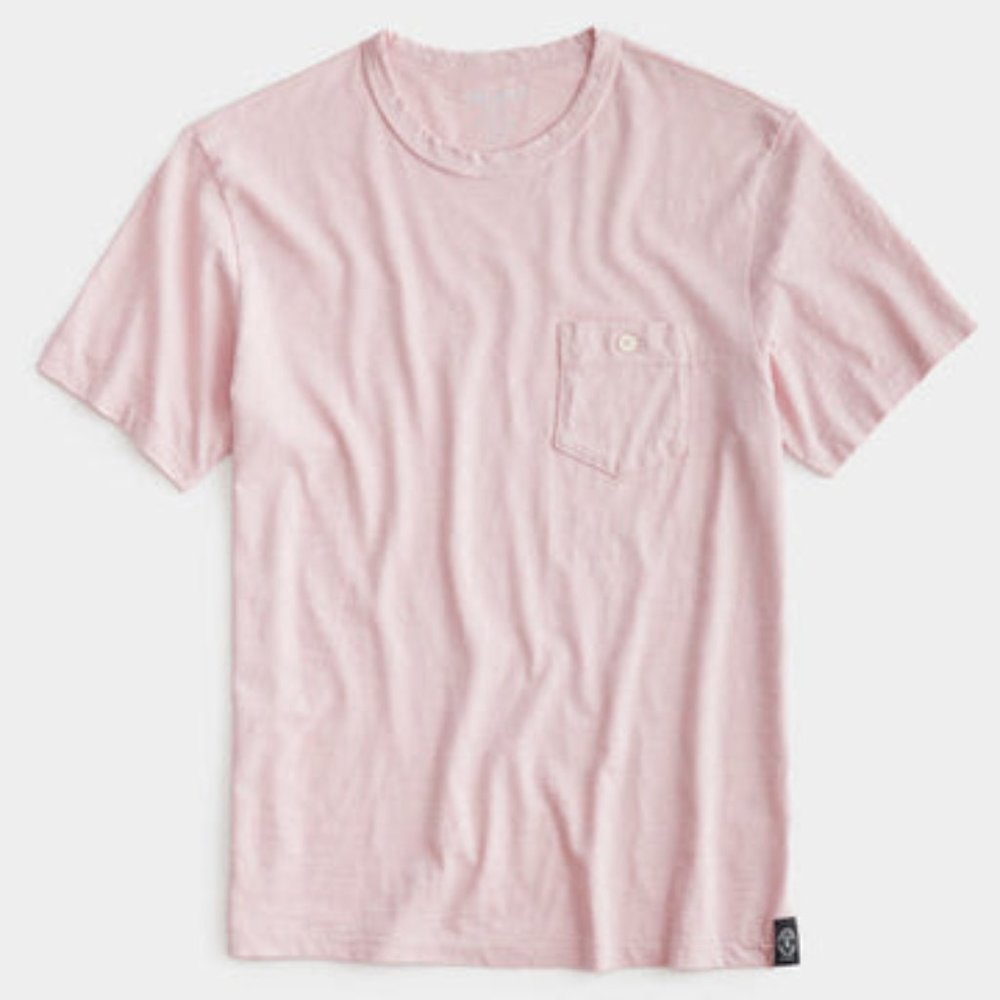 Todd Snyder Made in L.A. Homespun Slub Pocket T-Shirt in Shell Pink